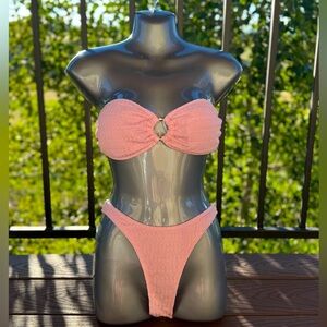 Light Pink Textured Sleeveless Bikini
